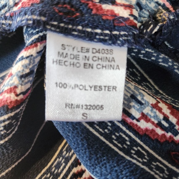 Entro Women's Pull Over Shift Aztec Boho 1/4 Button Down PocketDress - Picture 8 of 9